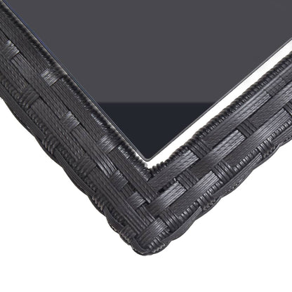 Outdoor Table Black Poly rattan, powder-coated steel, glass