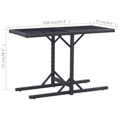 Outdoor Table Black Poly rattan, powder-coated steel, glass