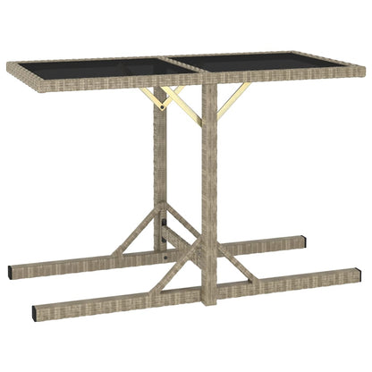 vidaXL Outdoor Table Beige Poly rattan, powder-coated steel, glass