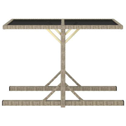 vidaXL Outdoor Table Beige Poly rattan, powder-coated steel, glass