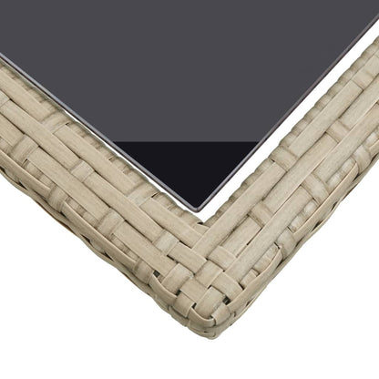 vidaXL Outdoor Table Beige Poly rattan, powder-coated steel, glass