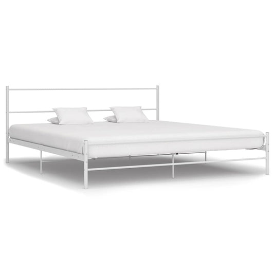 Bed Frame without Mattress with Headboard White 160x200 cm Metal