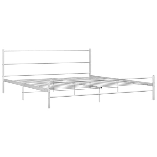 284697 vidaXL Bed Frame without Mattress White Metal 180x200 cm Super King