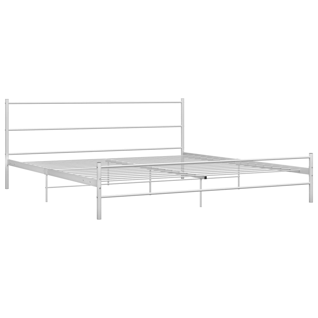 284698 vidaXL Bed Frame without Mattress White Metal 200x200 cm