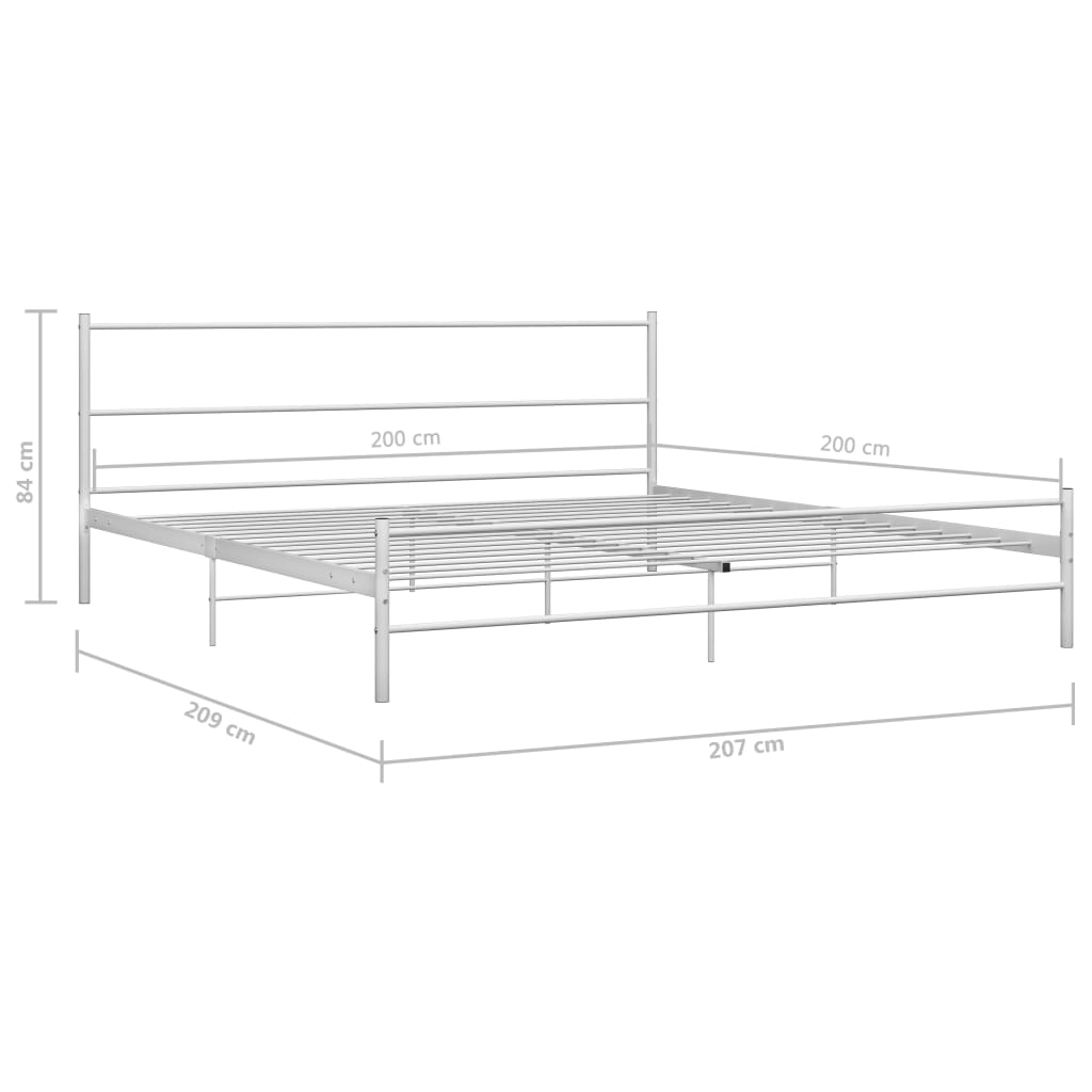 284698 vidaXL Bed Frame without Mattress White Metal 200x200 cm