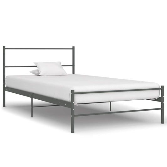 Bed Frame without Mattress Grey Metal 90x200 cm