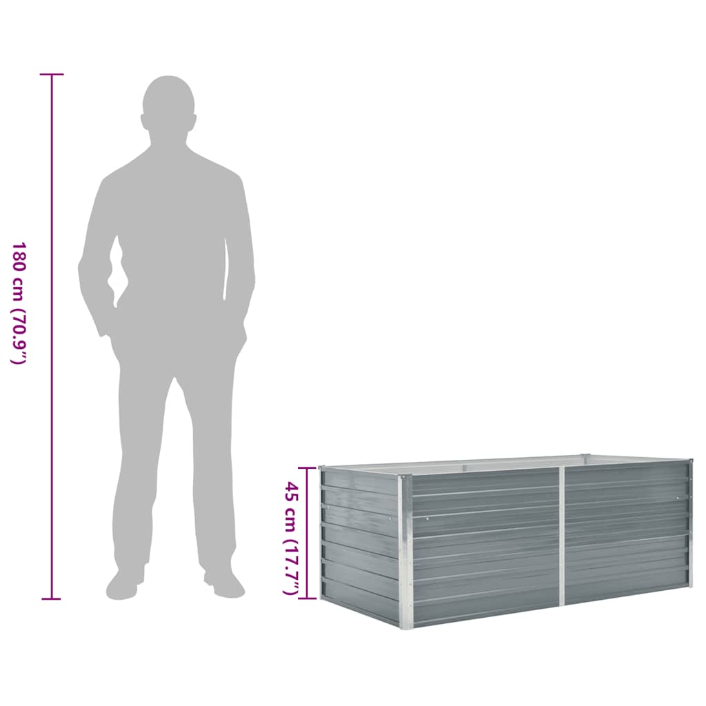 Raised Garden Bed 160x80x45 cm Galvanised Steel Grey
