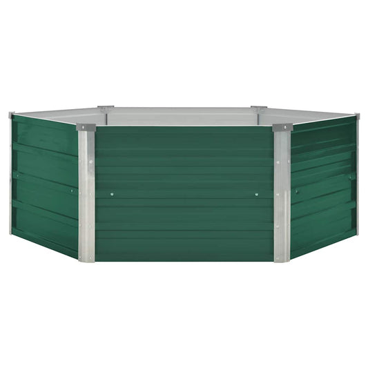 47015 vidaXL Raised Garden Bed 129x129x45 cm Galvanised Steel Green