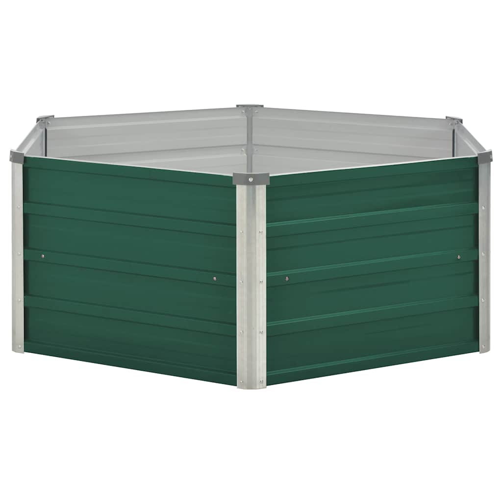 47015 vidaXL Raised Garden Bed 129x129x45 cm Galvanised Steel Green
