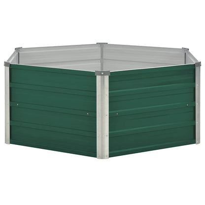 47015 vidaXL Raised Garden Bed 129x129x45 cm Galvanised Steel Green