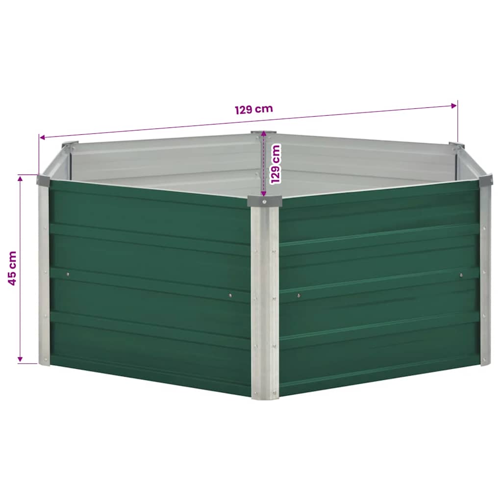 47015 vidaXL Raised Garden Bed 129x129x45 cm Galvanised Steel Green