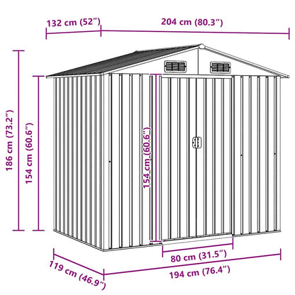 Garden Storage Shed Anthracite Steel 204x132x186 cm