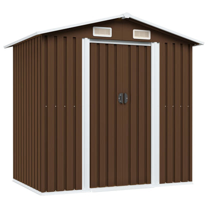 Garden Storage Shed Brown 204x132x186 cm Steel