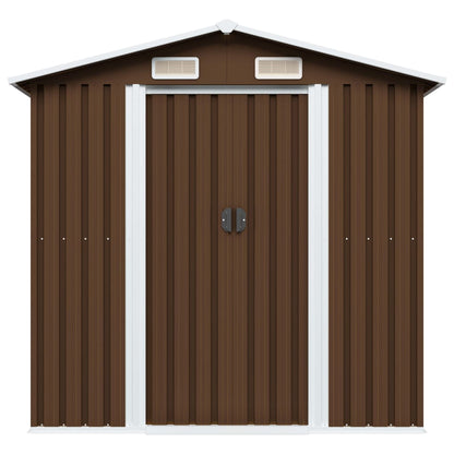 Garden Storage Shed Brown 204x132x186 cm Steel