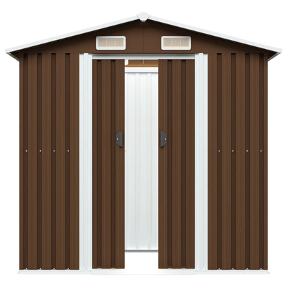 Garden Storage Shed Brown 204x132x186 cm Steel