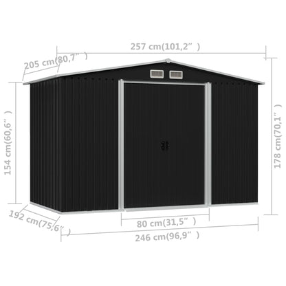 Garden Storage Shed Anthracite Steel 257x205x178 cm