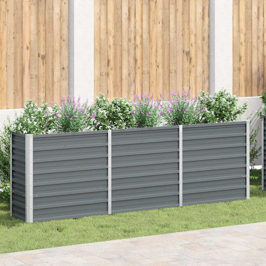 Raised Bed | Grey | Galvanised Steel | 240x40x77 cm | Garden Planter