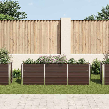 Garden Raised Bed Galvanised Steel 240x40x77 cm Brown