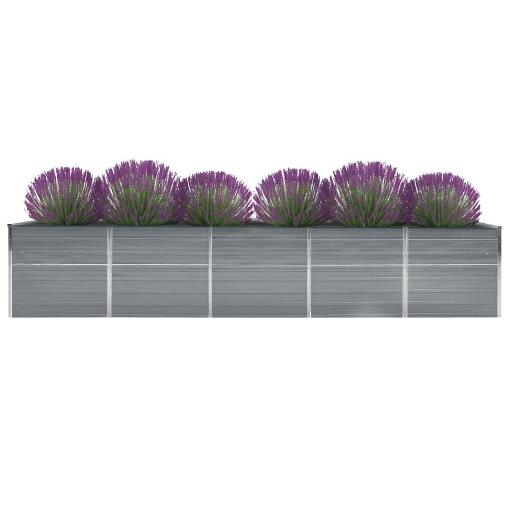 Garden Raised Bed Galvanised Steel 400x80x77 cm Grey