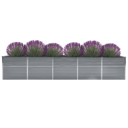 Garden Raised Bed Galvanised Steel 400x80x77 cm Grey