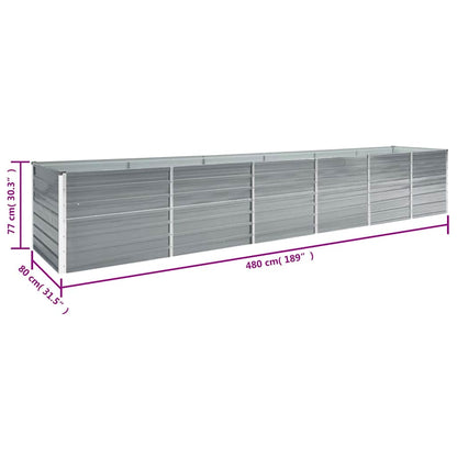 Raised Bed | Grey | Galvanised steel | 480x80x77 cm |  Durable