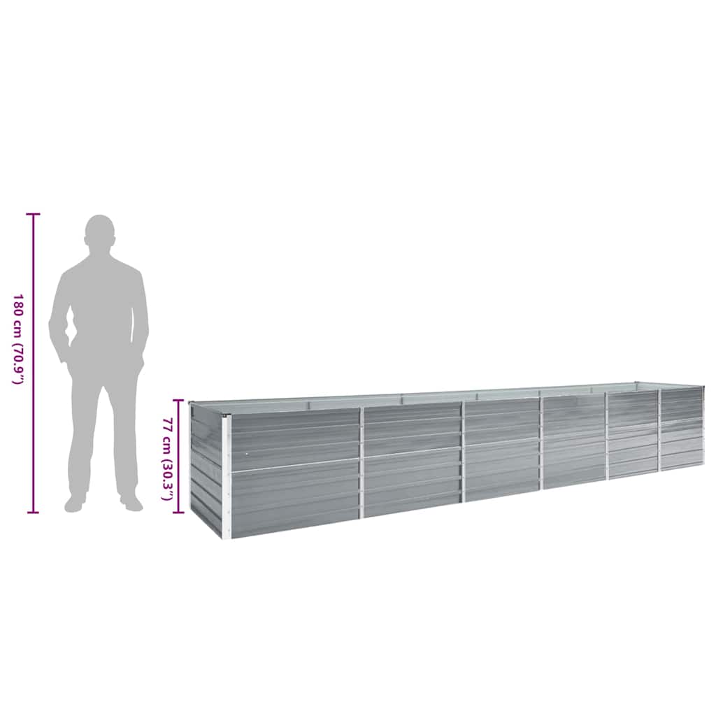 Raised Bed | Grey | Galvanised steel | 480x80x77 cm |  Durable
