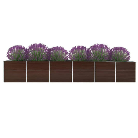 Raised Bed | Brown | Galvanised Steel | 480x80x77 cm | Durable | Planter
