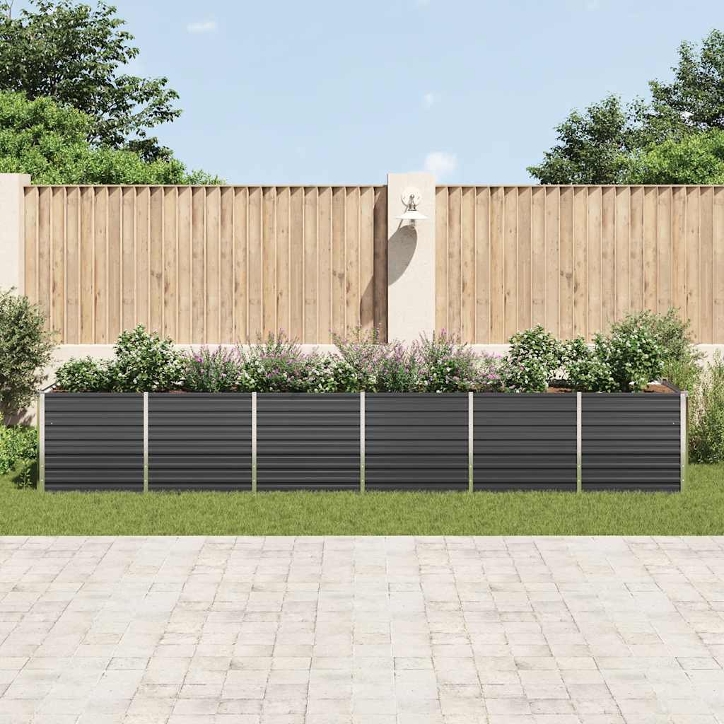 Garden Raised Bed Galvanised Steel 480x80x77 cm Anthracite