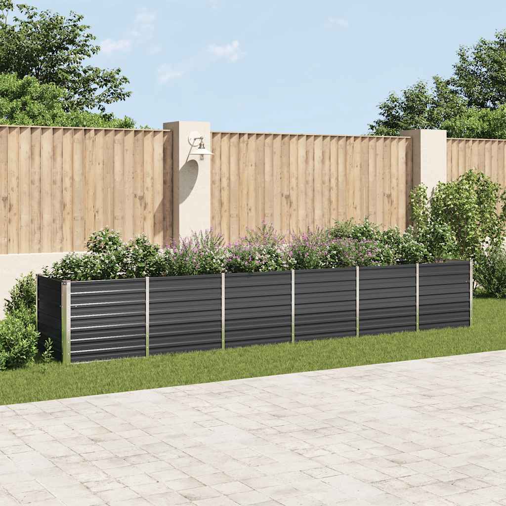 Garden Raised Bed Galvanised Steel 480x80x77 cm Anthracite