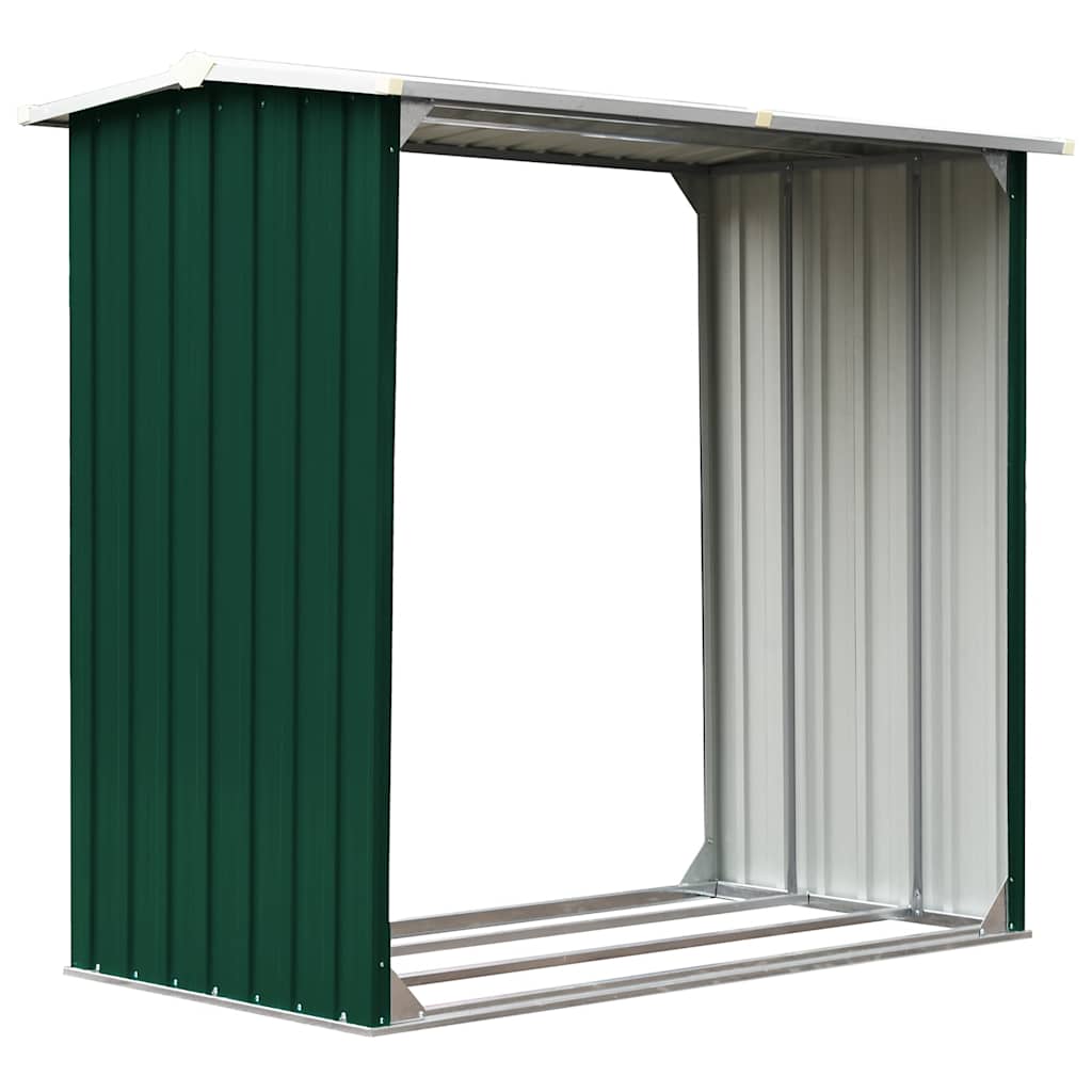 Log Storage Shed Galvanised Steel 172x91x154 cm Green