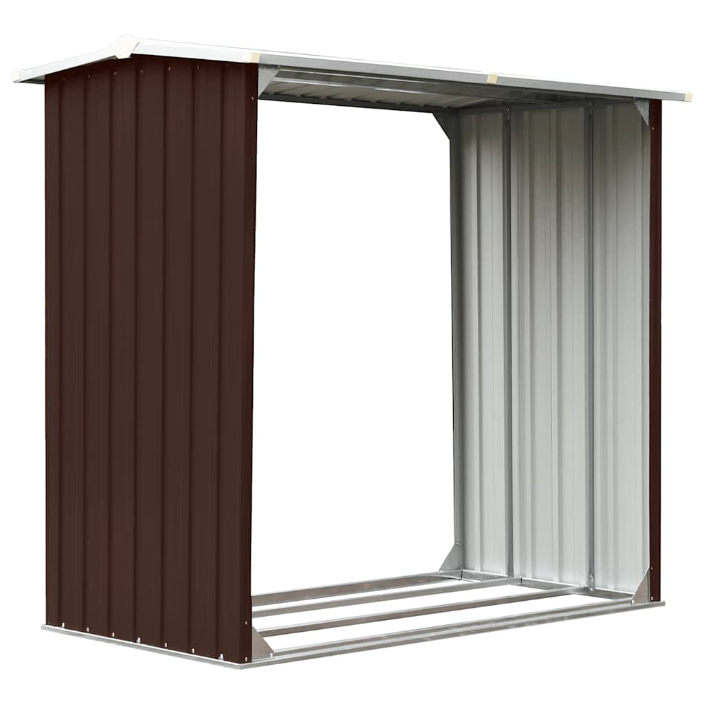 Log Storage Shed Galvanised Steel 172x91x154 cm Brown