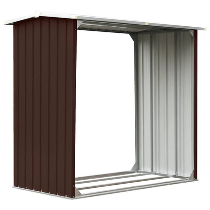 Log Storage Shed Galvanised Steel 172x91x154 cm Brown