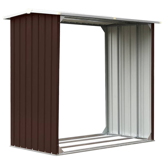 Log Storage Shed Galvanised Steel 172x91x154 cm Brown