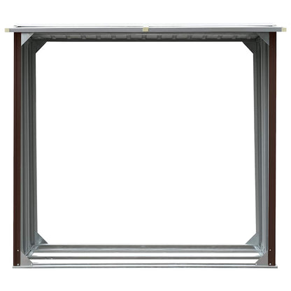 Log Storage Shed Galvanised Steel 172x91x154 cm Brown