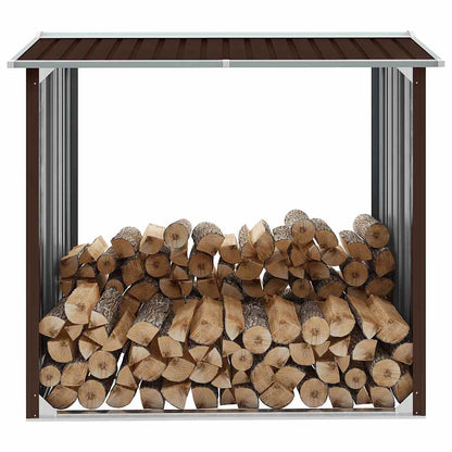 Log Storage Shed Galvanised Steel 172x91x154 cm Brown