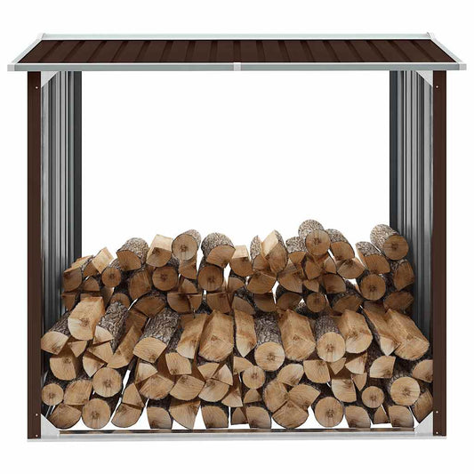 Log Storage Shed Galvanised Steel 172x91x154 cm Brown