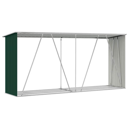 Garden Log Storage Shed Galvanised Steel 330x84x152 cm Green