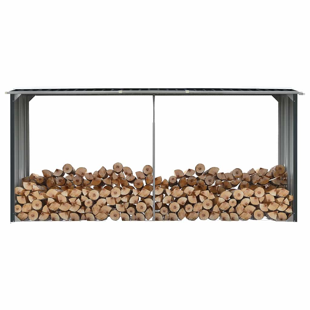 Garden Log Storage Shed Galvanised Steel 330x92x153 cm Anthracite