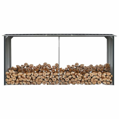 Garden Log Storage Shed Galvanised Steel 330x92x153 cm Anthracite