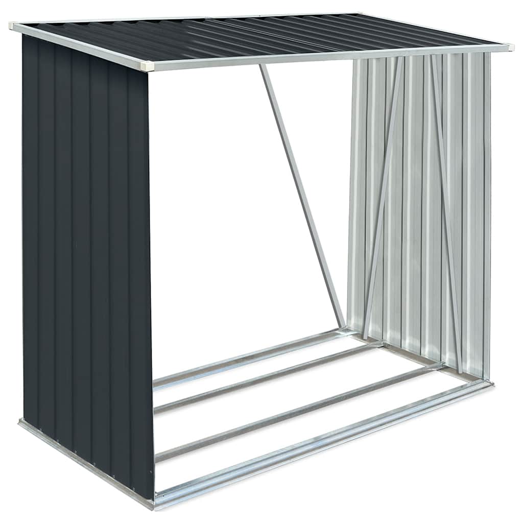 vidaXL Garden Log Storage Shed Galvanized Steel 64.2"x32.7"x60.6" Anthracite