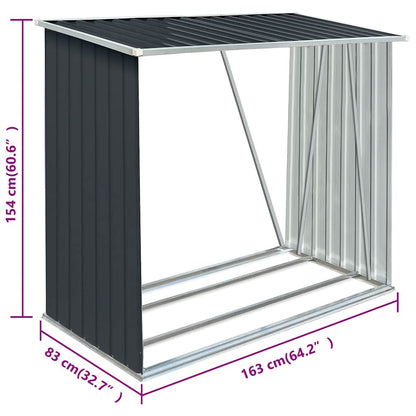 vidaXL Garden Log Storage Shed Galvanized Steel 64.2"x32.7"x60.6" Anthracite