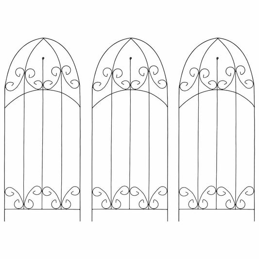 Plant Rack | Set of 3 | Black | Iron | 40x100 cm | Rustic Plant Racks