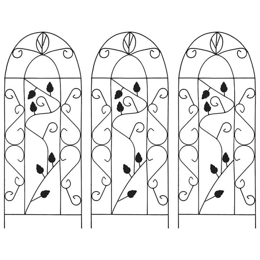 Plant Rack | Set of 3 | Black | Iron | Medium | Decorative Inlays
