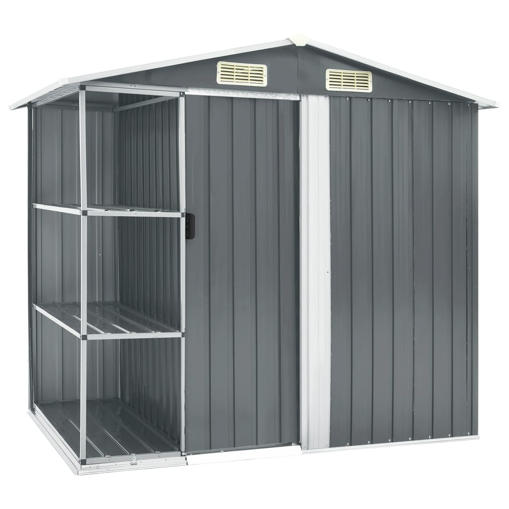 Garden Shed with Rack Grey 205x130x183 cm Iron