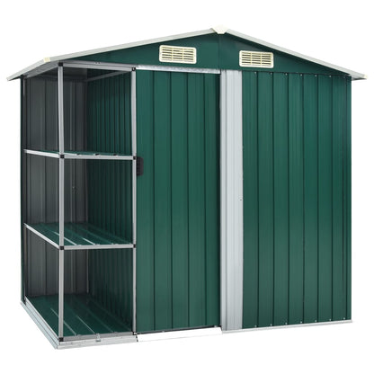 Garden Shed with Rack Green 205x130x183 cm Iron