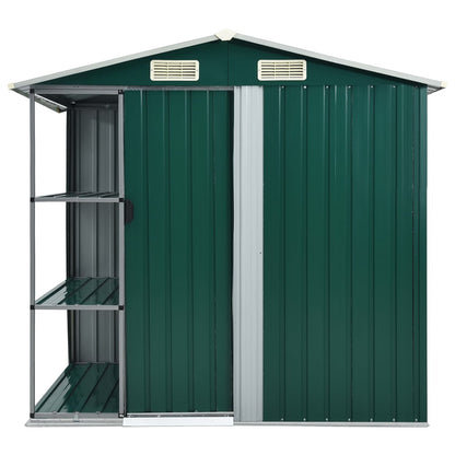 Garden Shed with Rack Green 205x130x183 cm Iron