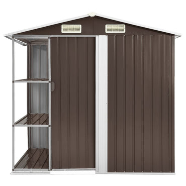 Garden Shed with Rack Brown 205x130x183 cm Iron