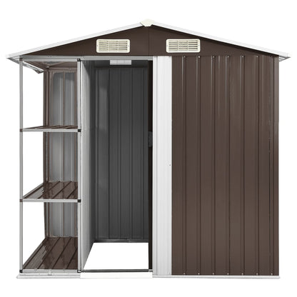 Garden Shed with Rack Brown 205x130x183 cm Iron