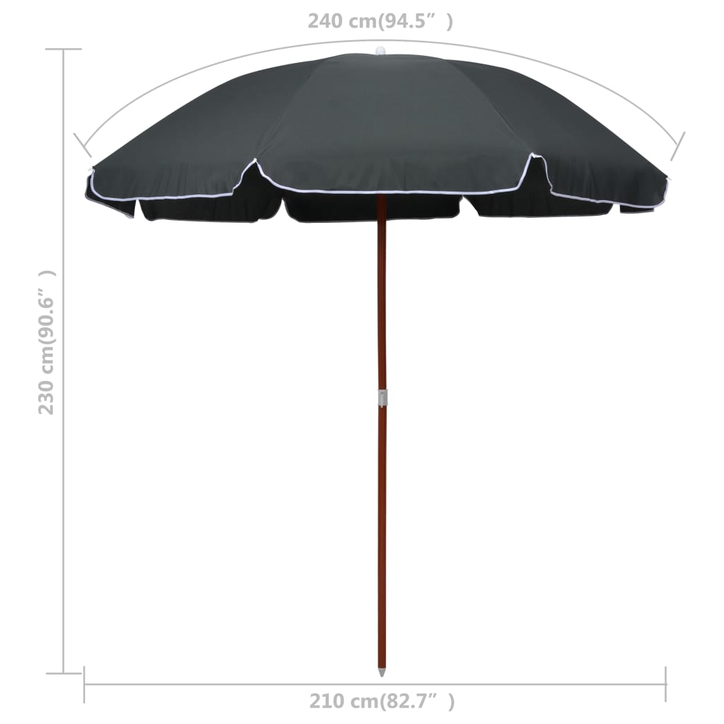 Garden Parasol with Steel Pole 94.5" Anthracite