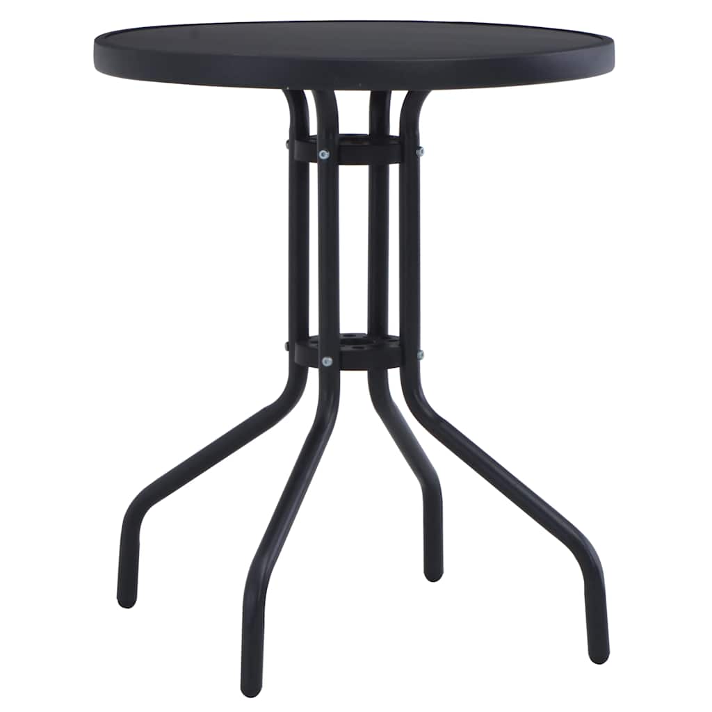 Garden Table | Black | Powder coated steel, silk print glass | 60 cm
